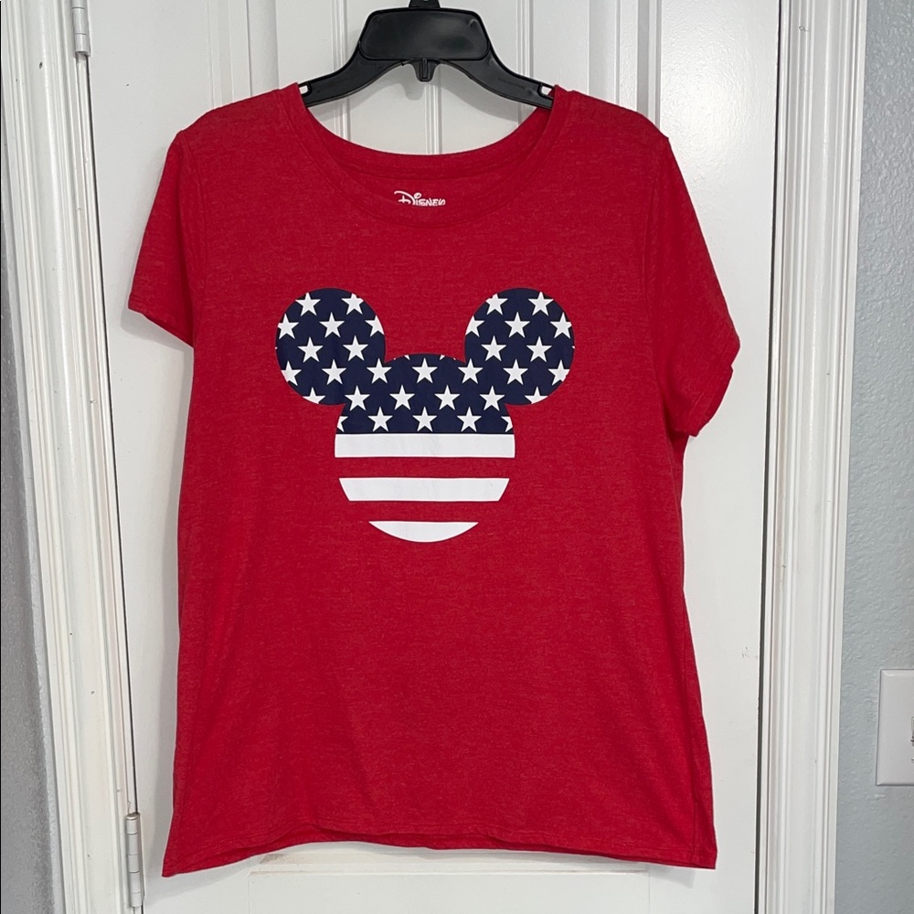 Disney Red Tee with Patriotic Mickey Design